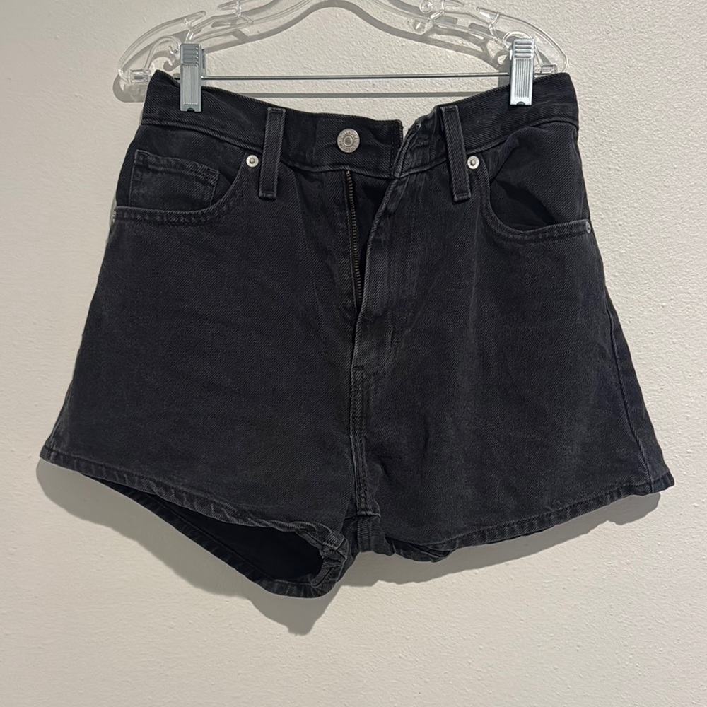 Levi's Black Jean Shorts Distressed Hem